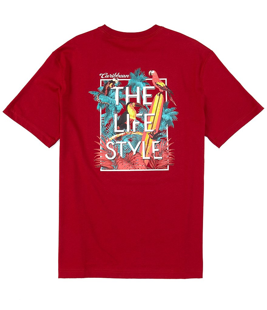 Caribbean Screen Print Red Short-Sleeve Tee