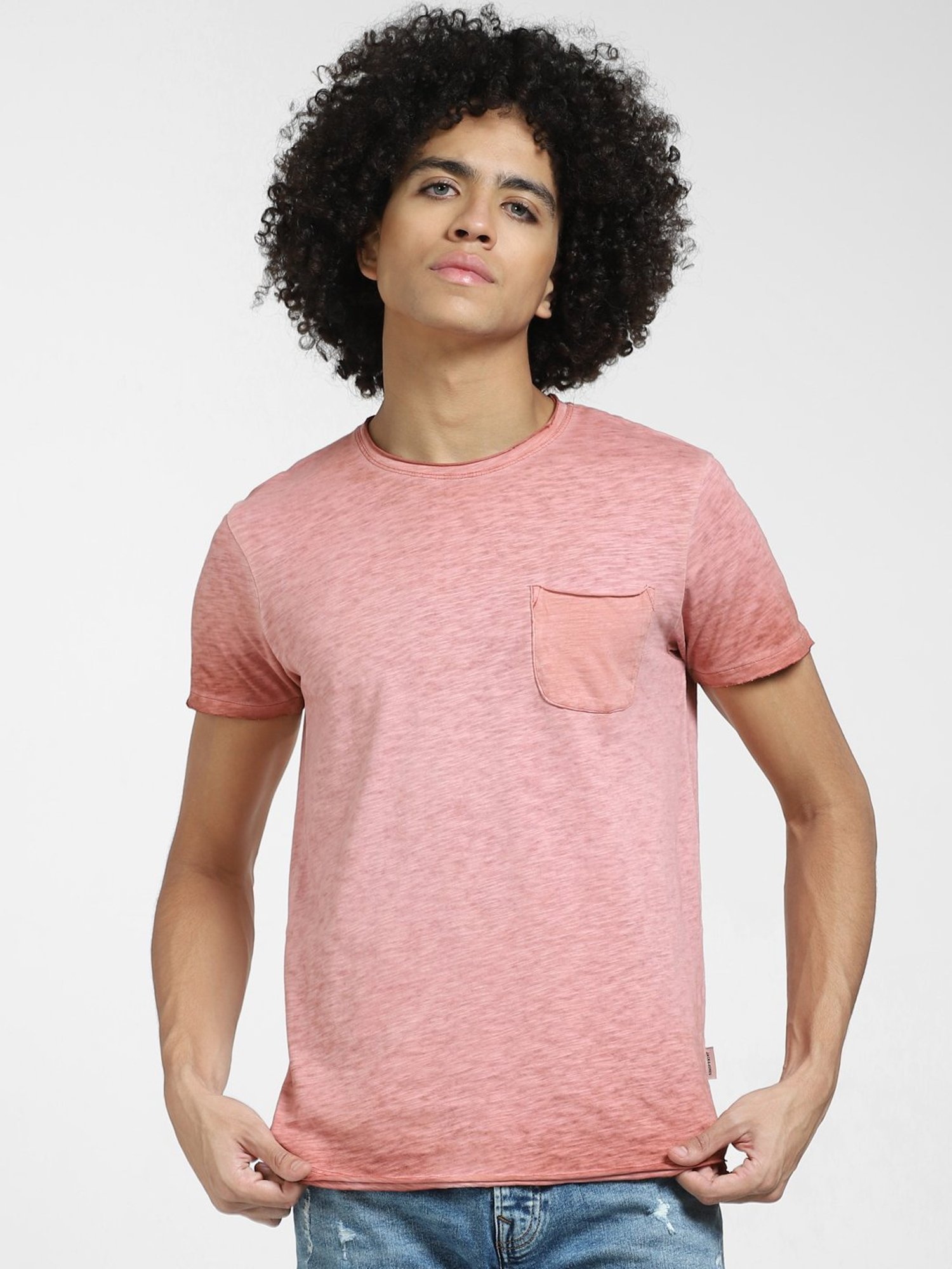 Jack & Jones Red Slim Fit Cotton Crew T-Shirt