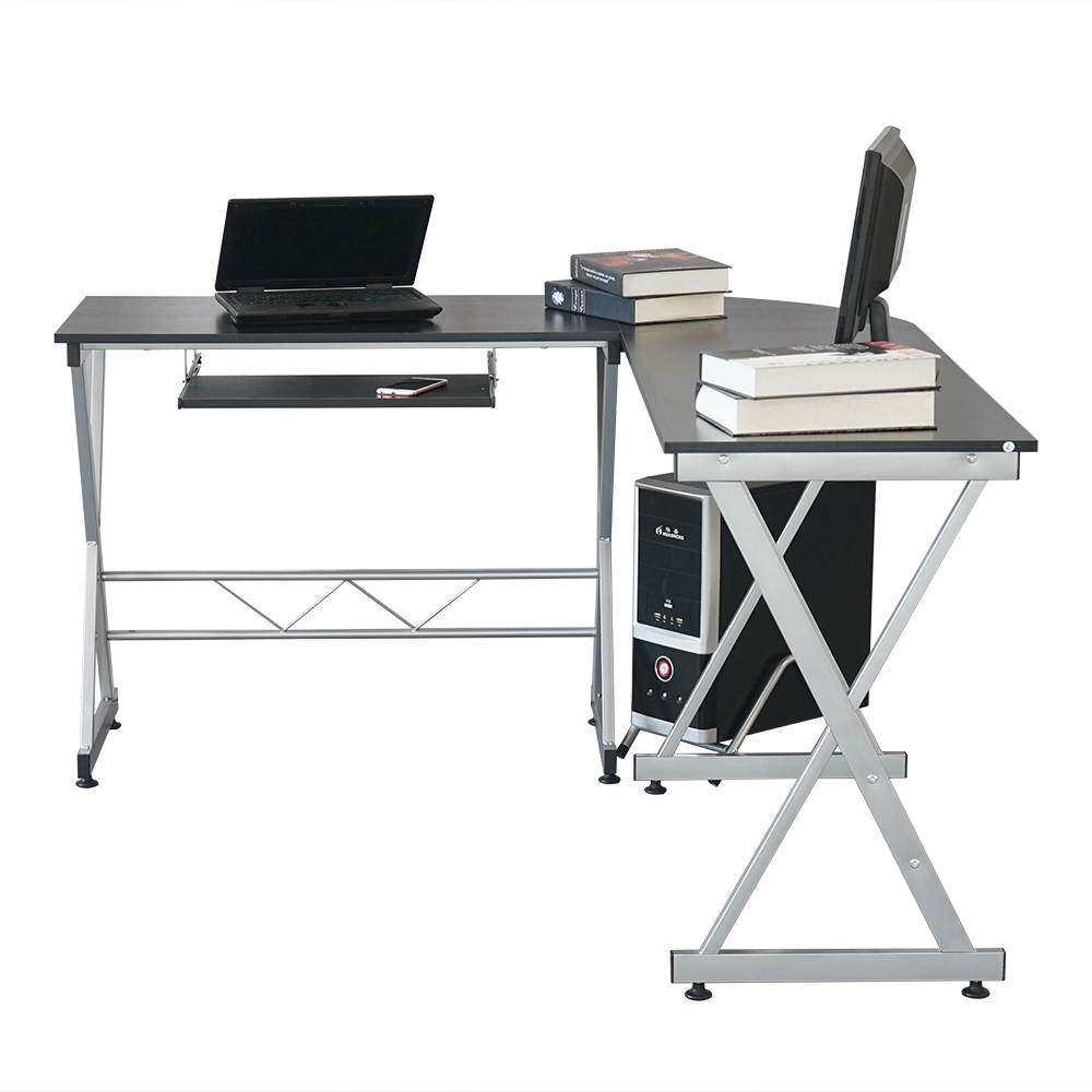 Computer Gaming Desk Wood Steel L-Shape Corner Laptop Table Workstation Office
