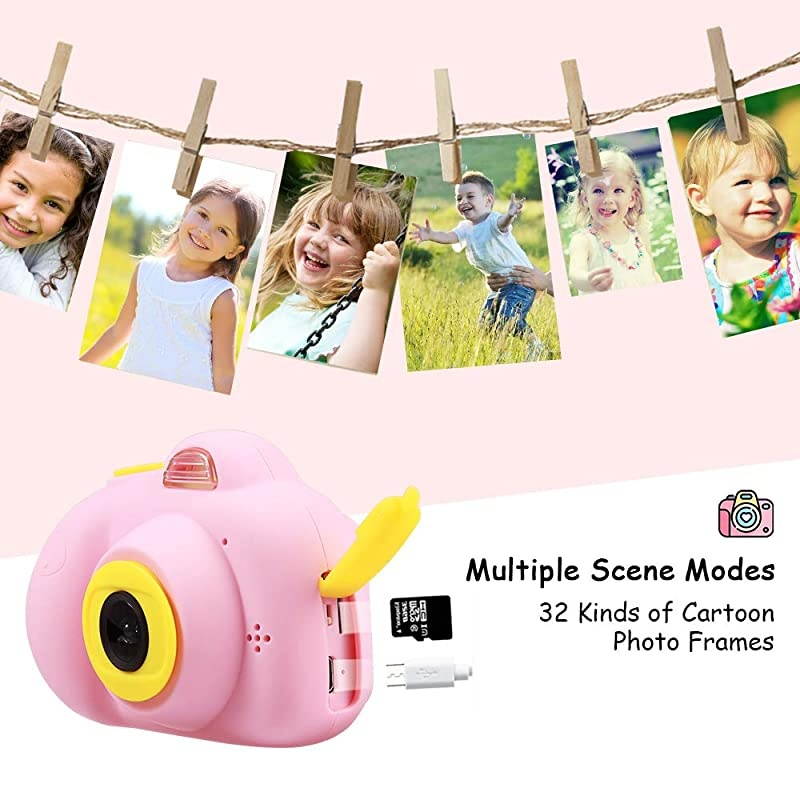 Gifts for 3 4 5 6 Year Old Girls, Kids Camera for Girls, Easter Gifts for Kids,Outdoor Toys for 5 6 7 8 Year Old Toddlers Children,8MP HD Video Camera, Pink(32GB SD Card Included).