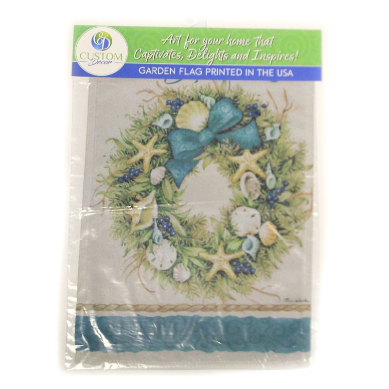 Home & Garden 18.0" Coastal Wreath Flag Double Sided Custom Decor  -  Flags