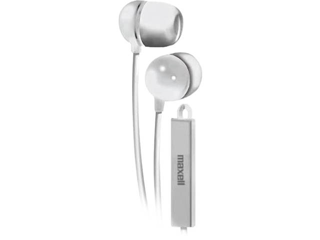 Maxell White 190303WM Earbud with In-Line Microphone and Remote for Mobile Phones