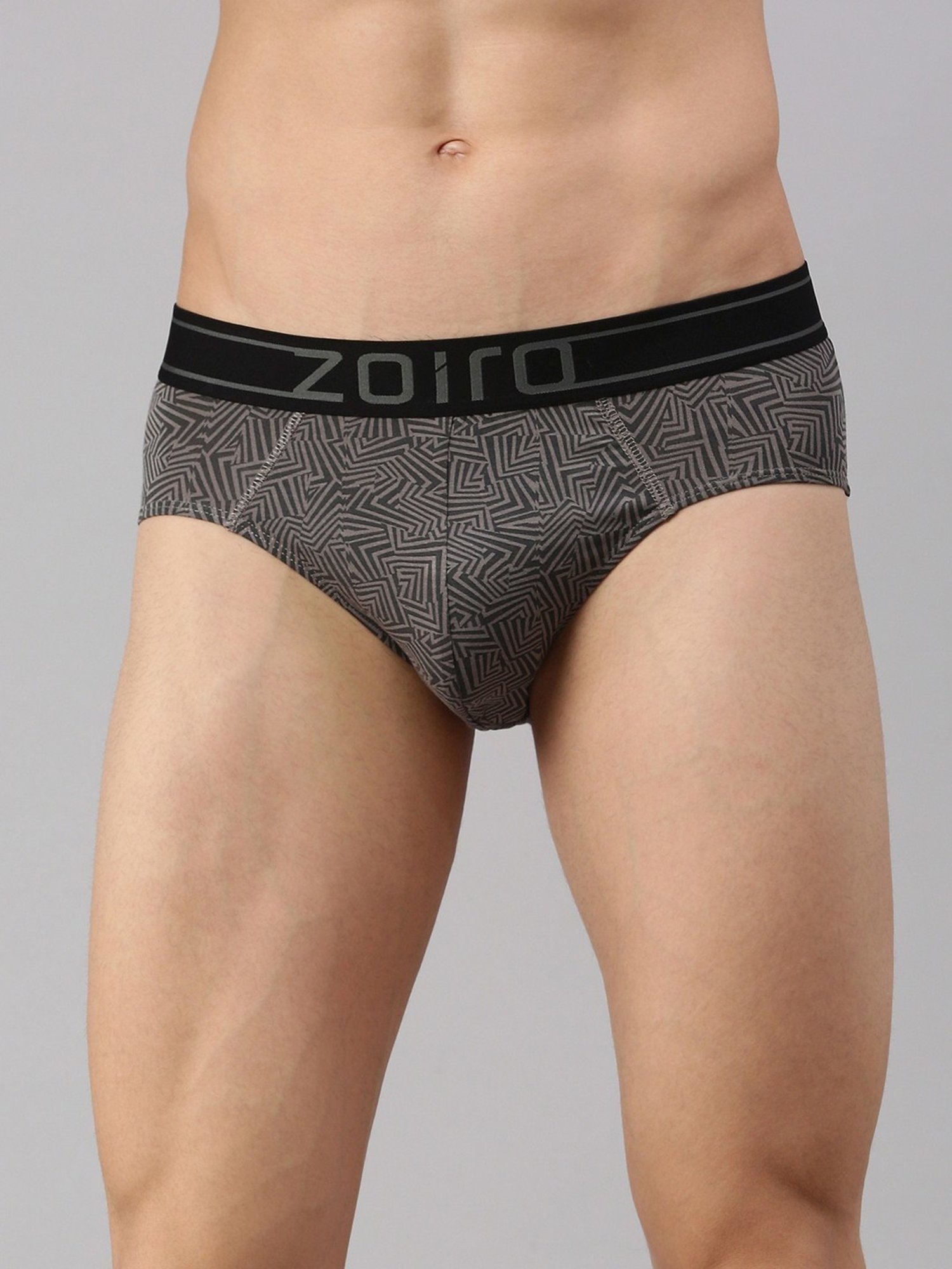 Zoiro Grey Regular Fit Printed Briefs