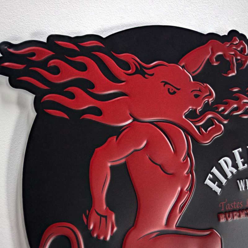 Fireball Whisky Embossed Metal Sign Black/Red - Crystal Art Gallery