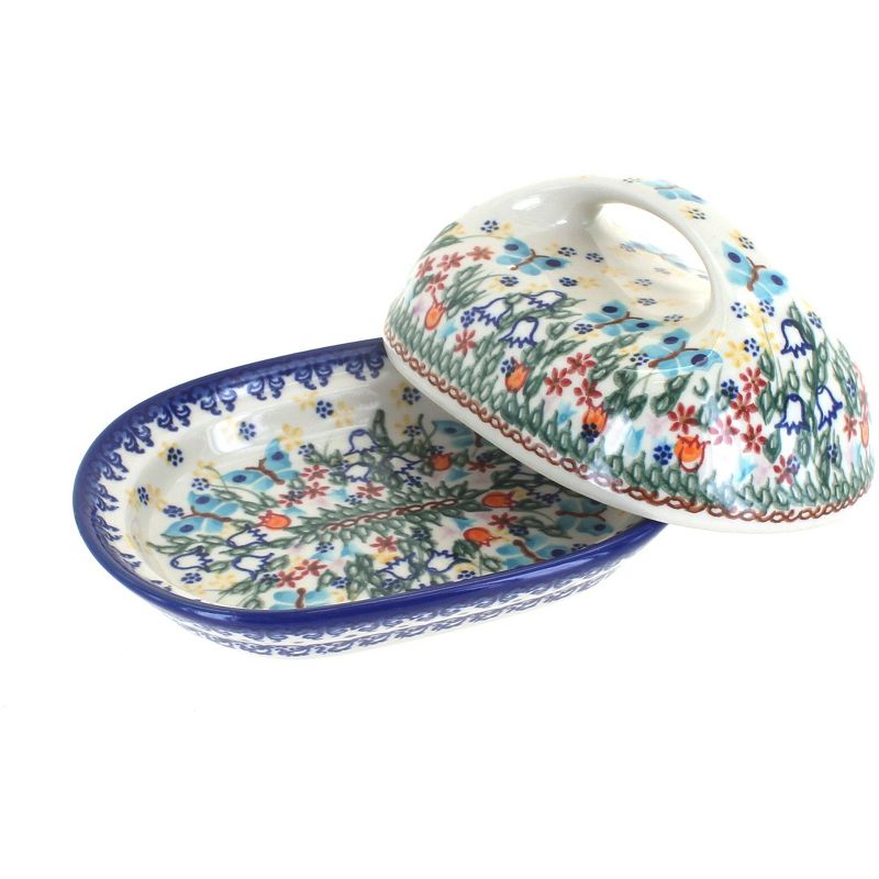 Blue Rose Polish Pottery Garden of Eden Butter Dish