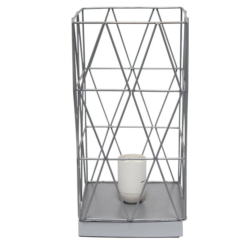 Metal Geometric Square Table Lamp Gray - Simple Designs