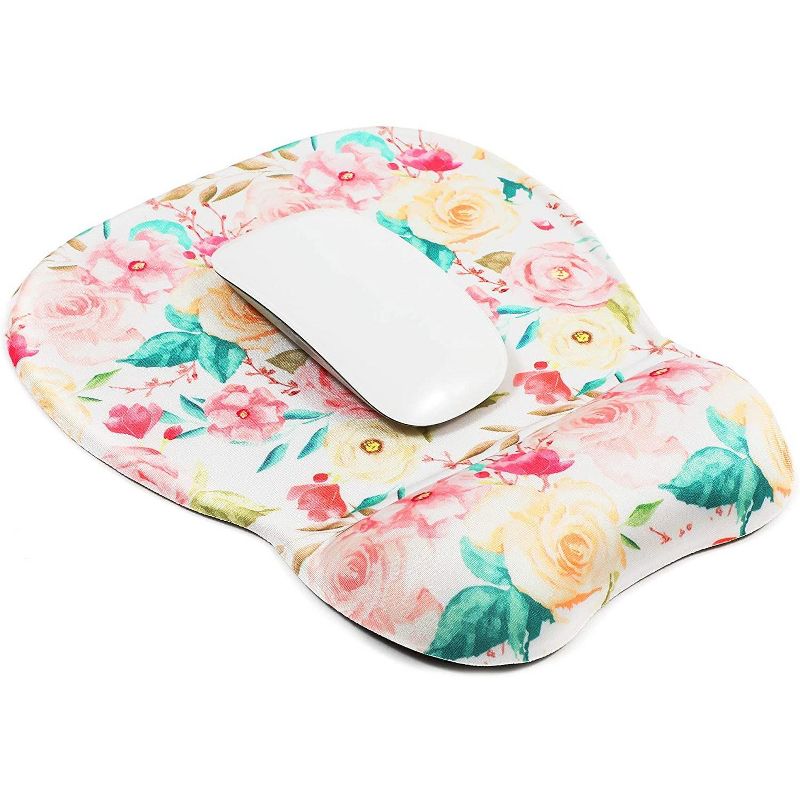 Okuna Outpost Computer Mouse Pad Mousepad with Keyboard Wrist Rest Support, Floral Office Desk Accessories