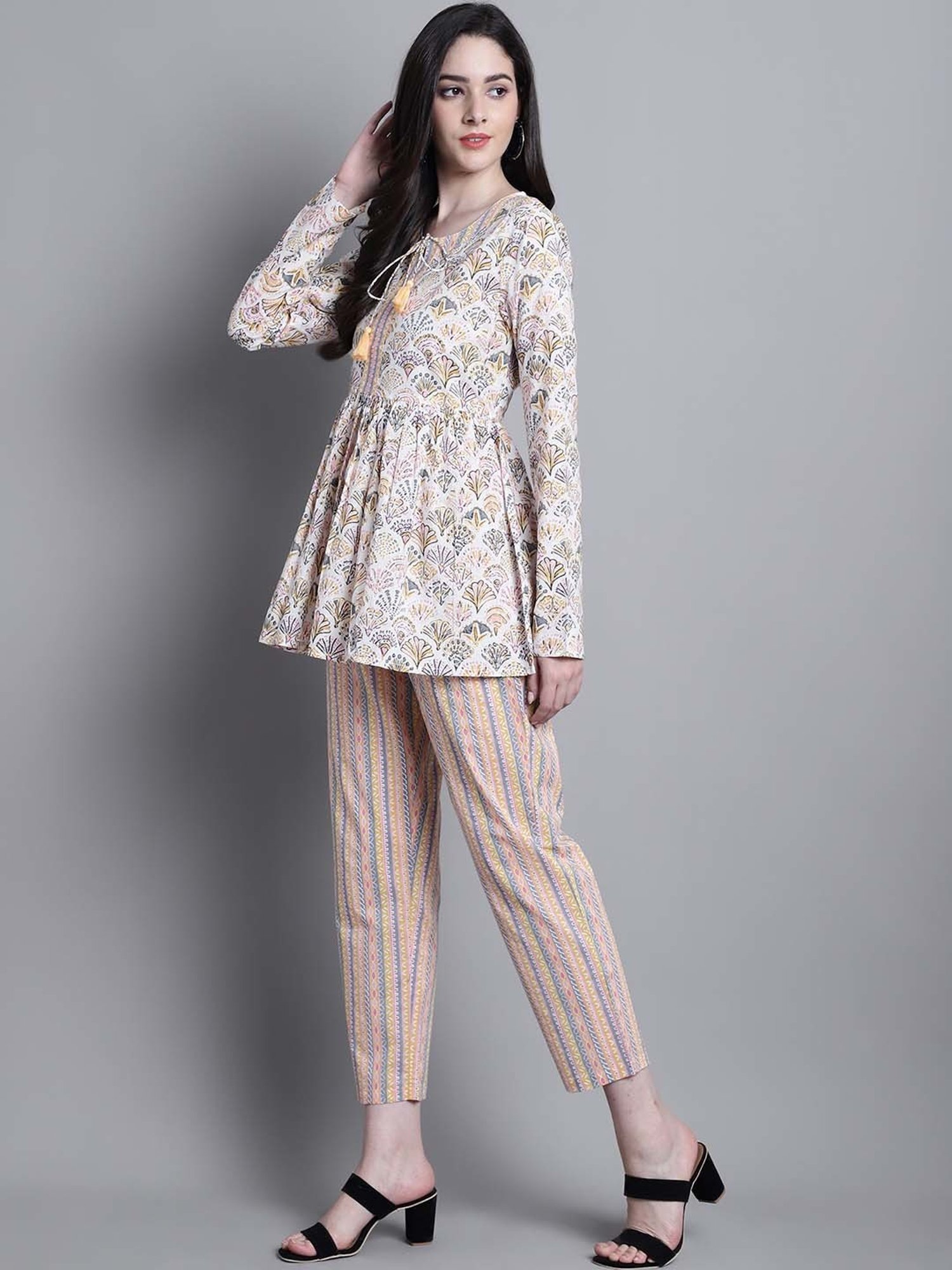 Prakrti Multicolored Cotton Printed Top Pant Set