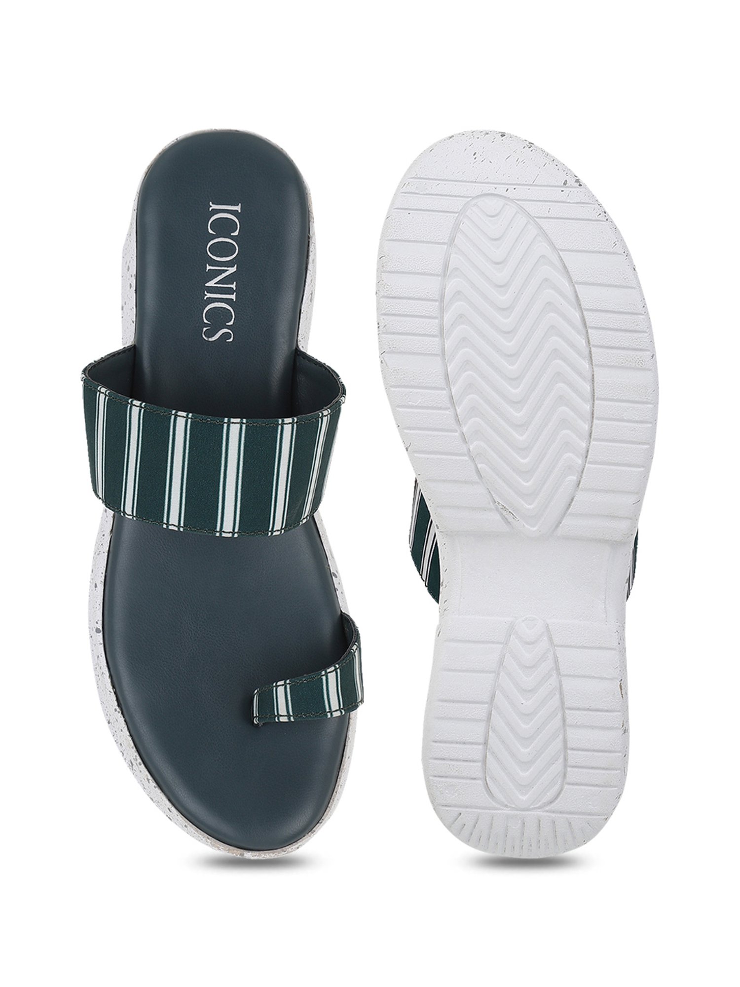 Iconics Women's Green Toe Ring Wedges