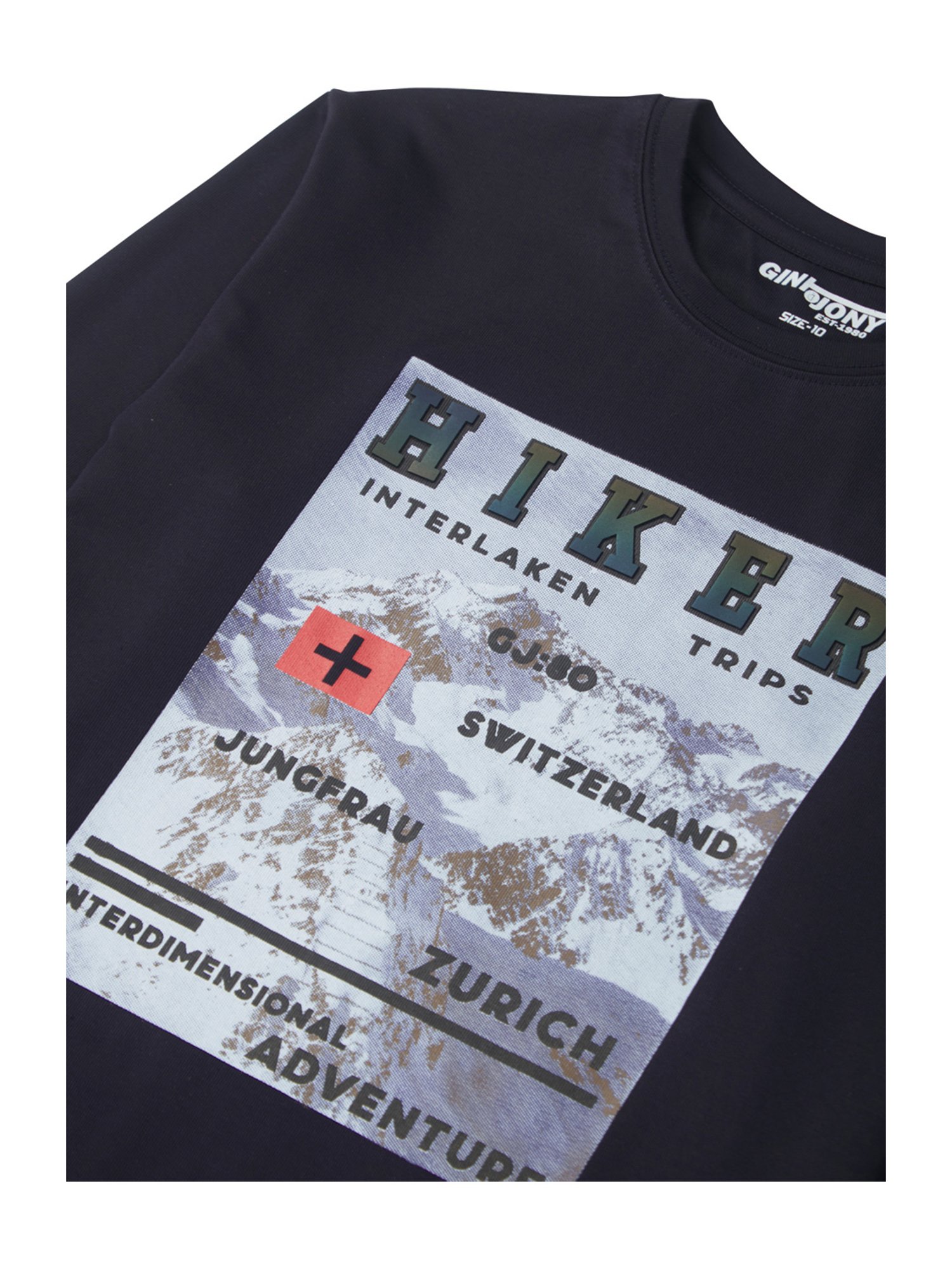 Gini & Jony Kids Black Printed Full Sleeves T-Shirt