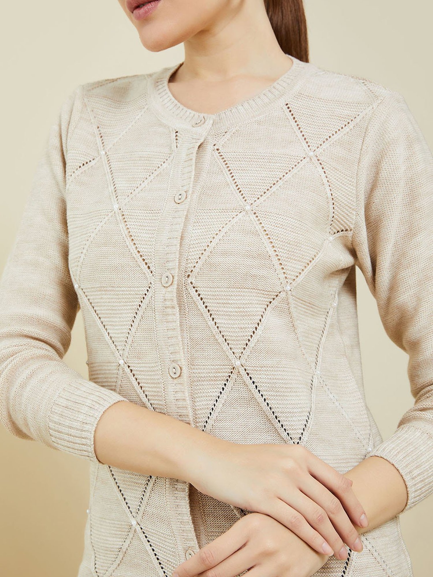 Soch Peach Argyle Pattern Cardigan