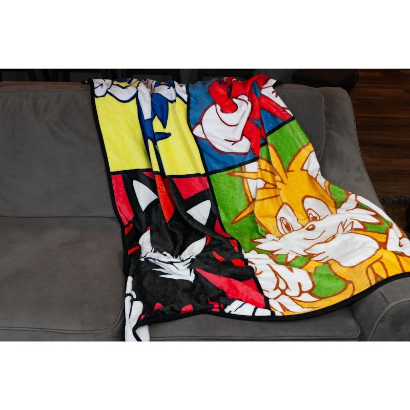 Just Funky Sonic The Hedgehog Warhol Fleece Throw Blanket | 45 x 60 Inch Cozy Blanket