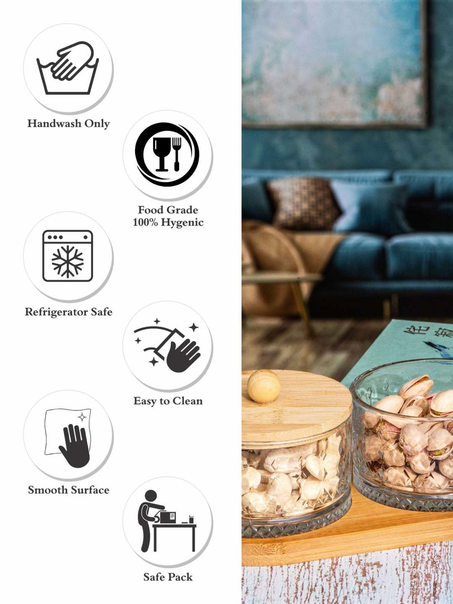 ROXX Midas Transparent & Brown Glass 2Pc Container With Lid & 1Pc Tray Set