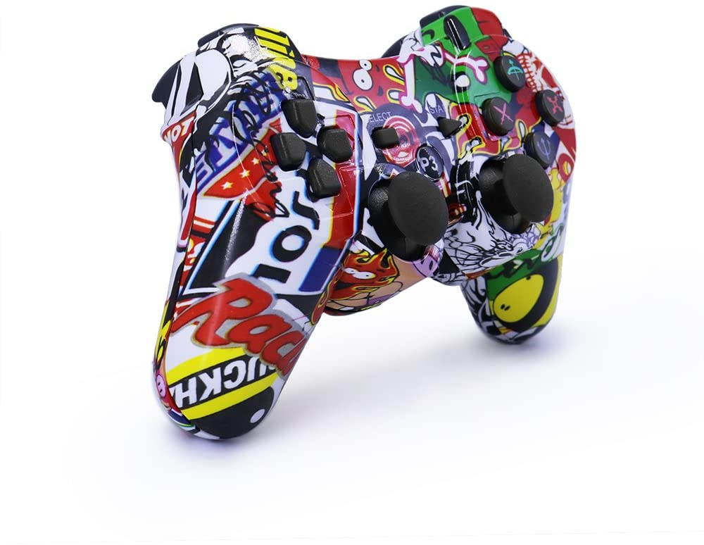 CUUWE PS3 Controller Wireless Dualshock Remote/Gamepad for Sony Playstation 3 Bluetooth PS3 Games,PS3 Controller,PS3 Remote PS3 Sixaxis Joystick with Charging Cable (Graffiti)