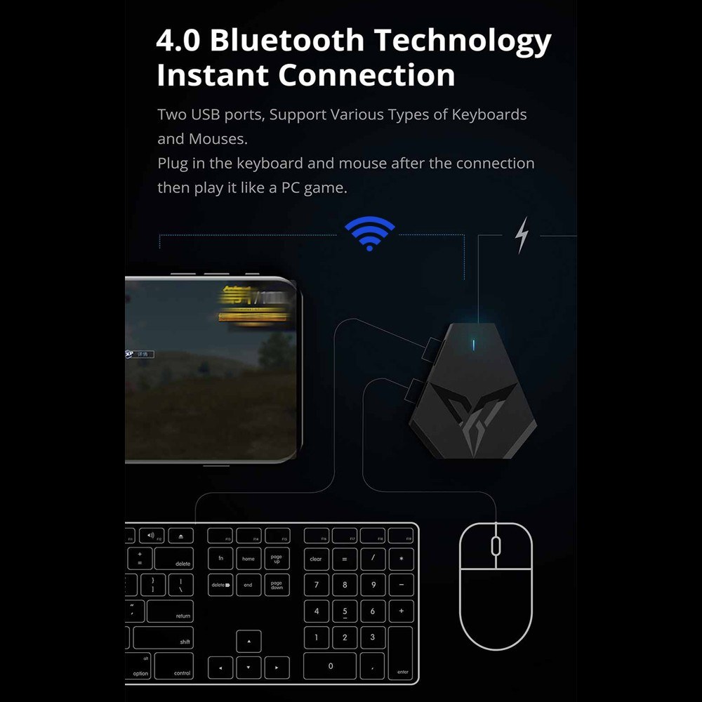 Global Version FDG Flydigi Ql Keyboard Mouse Converter for PUBG BT Mobile Game Converter for iOS Android Smartphones