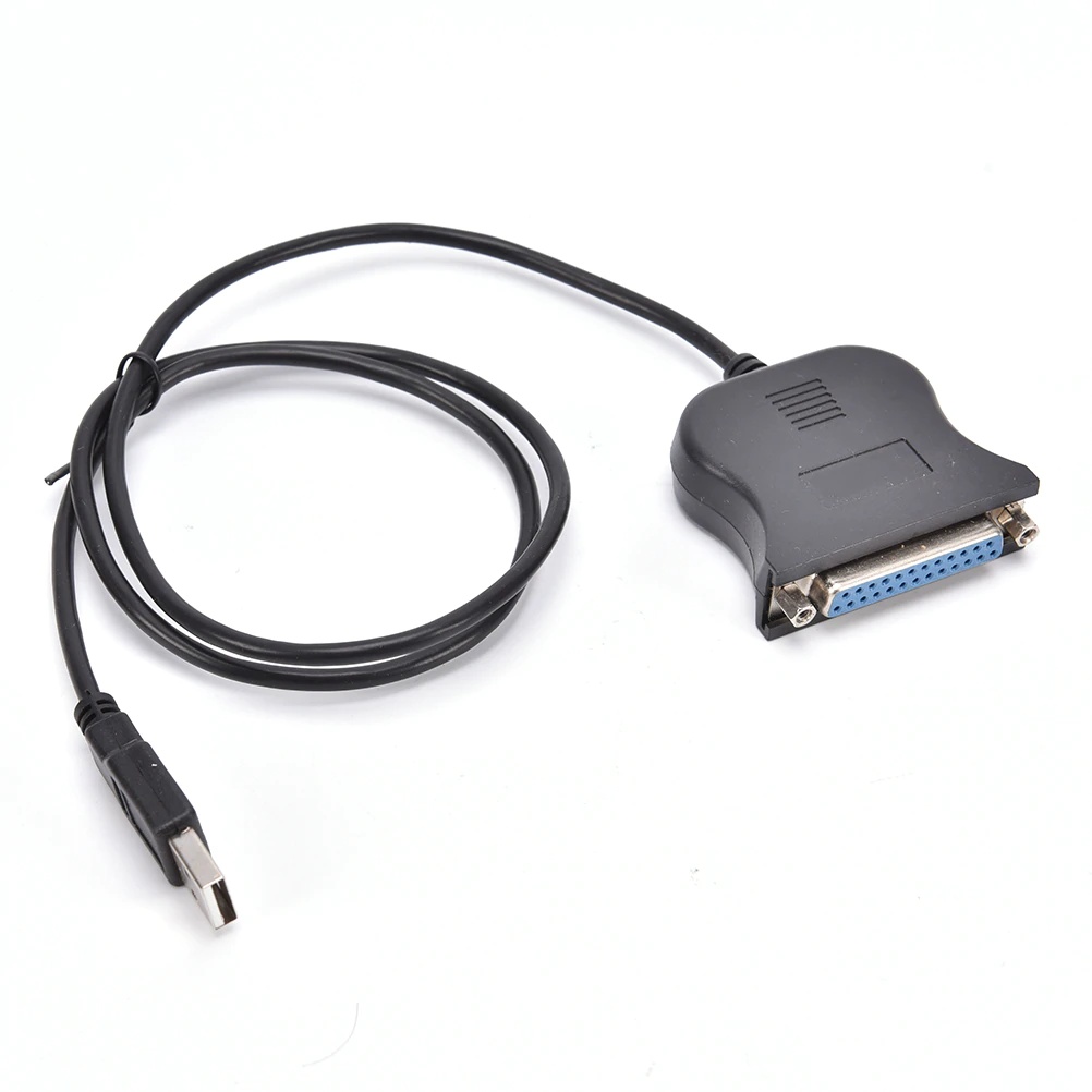 USB 1.1 To DB25 Female Port Print Converter Cable LPT Bi-directional Parallel Interface Adapter Cable 25Pin Printer Cable Black