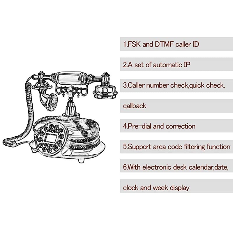 Decoration LandlineRetro Style Resin Material Landline Office Telephone Desk Phone Home Decorative TelephonesAutomatic Detection of FSK and DTMF Caller ID1 Set of Automatic IP
