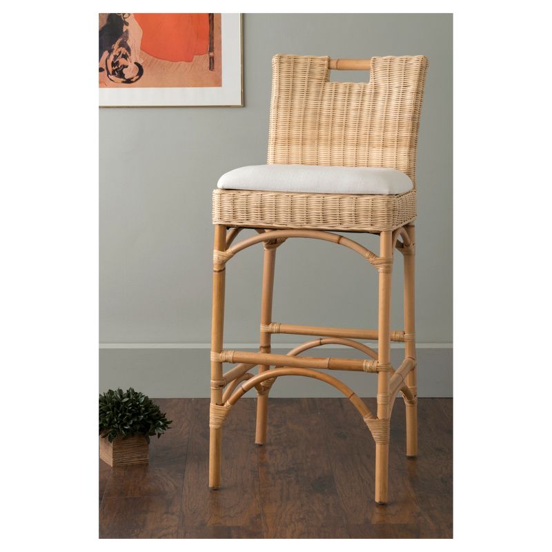 Barton Rattan Barstool - Beige - East At Main