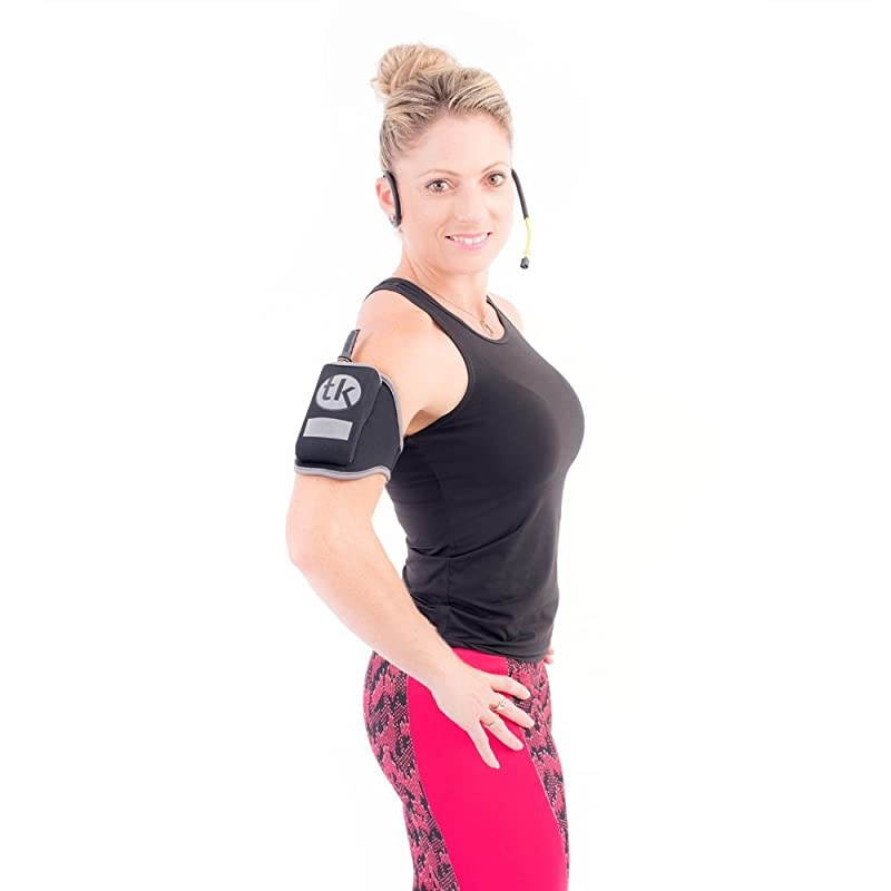 vertical ARM carrier adjustable sweat absorbent Neoprene ARM band mic belt TK with FREE BONUS mesh carry bag, perfect for fitness/spin/yoga/pilates teachers