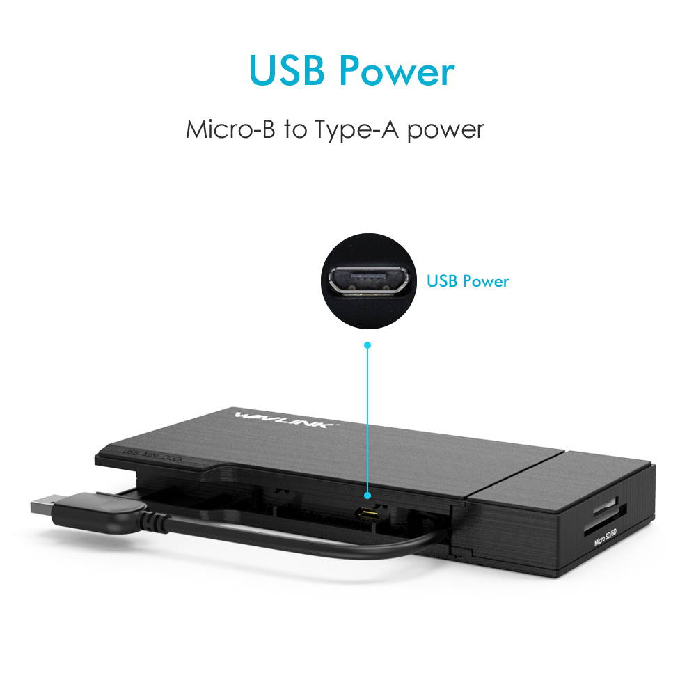 Wavlink Universial USB 3.0 Dual-Head Mini Docking Multi-Display HDMI/VGA with Gigabit Ethernet, USB 3.0 Port, Removable Card Reader, HDMI up to 2560x1440 and VGA 1920x1200 Supports Windows