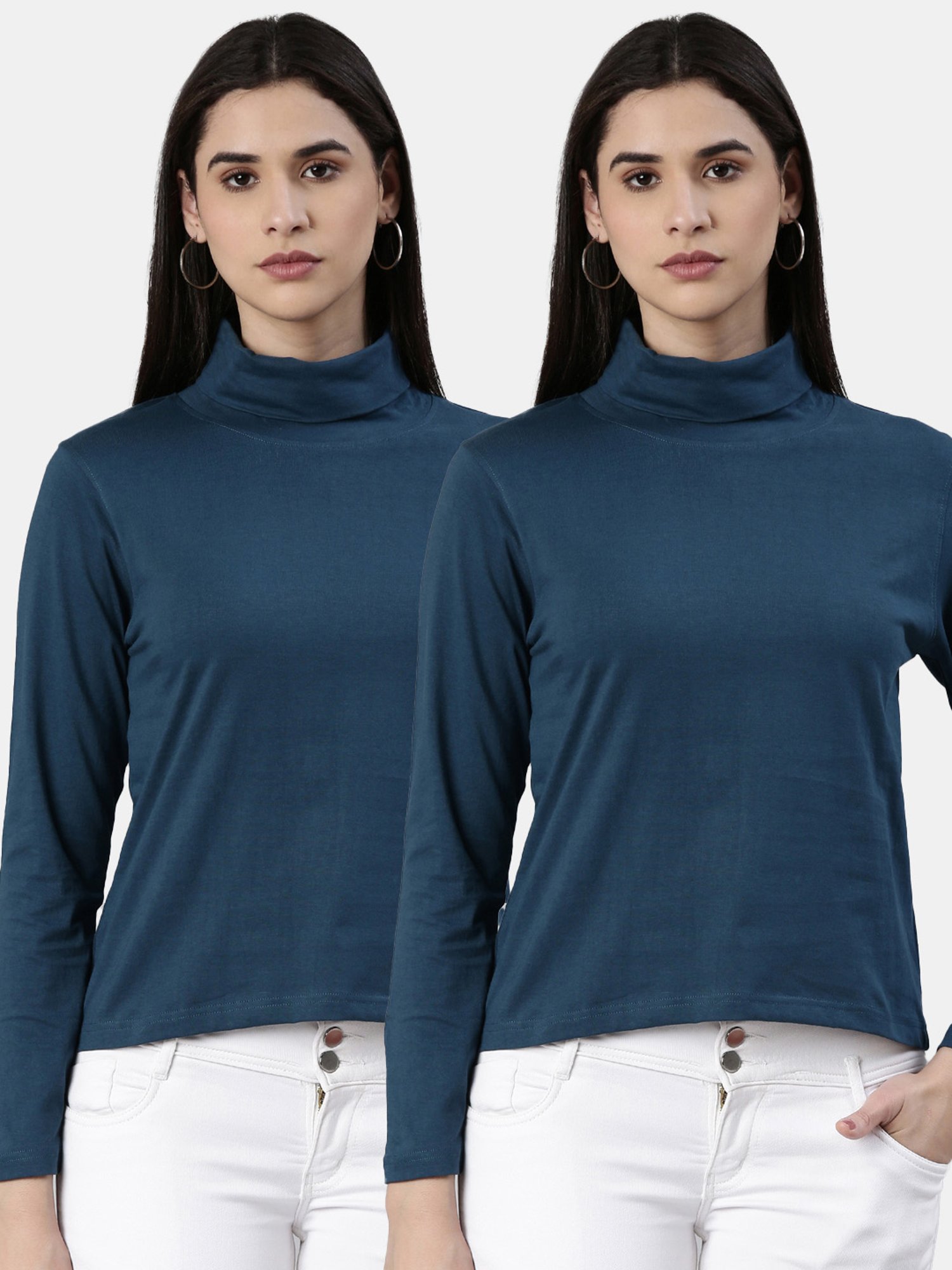 Kryptic Teal Cotton Regular Fit T-Shirt (Pack Of 2)