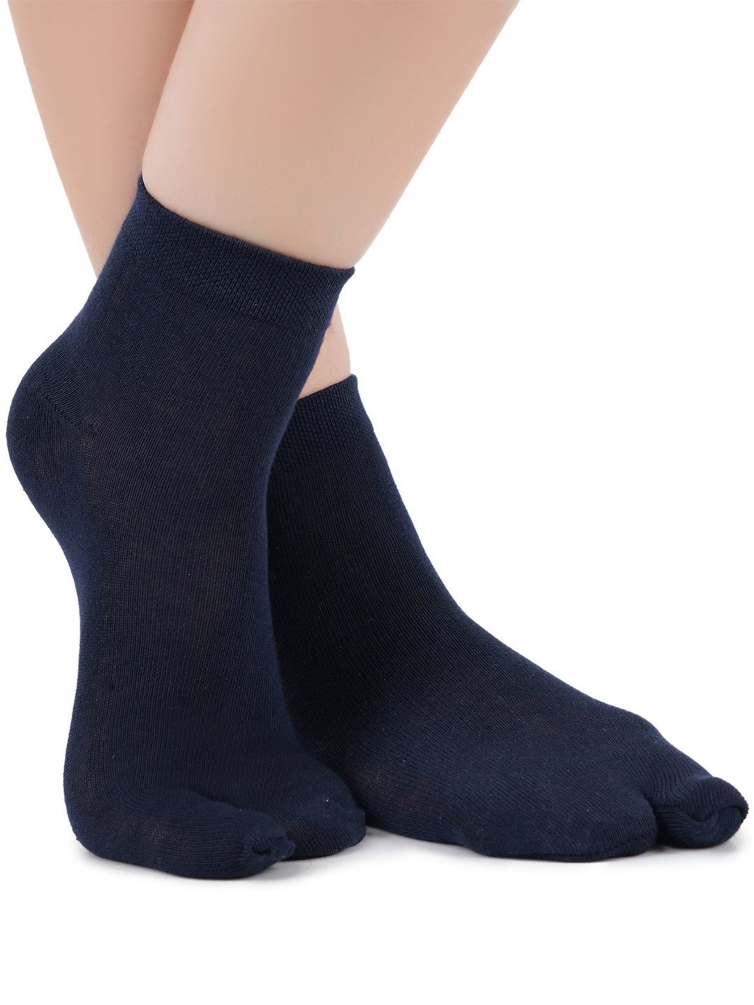 NEXT2SKIN Navy Ankle Length Cotton Thumb Socks (Pack of 3)