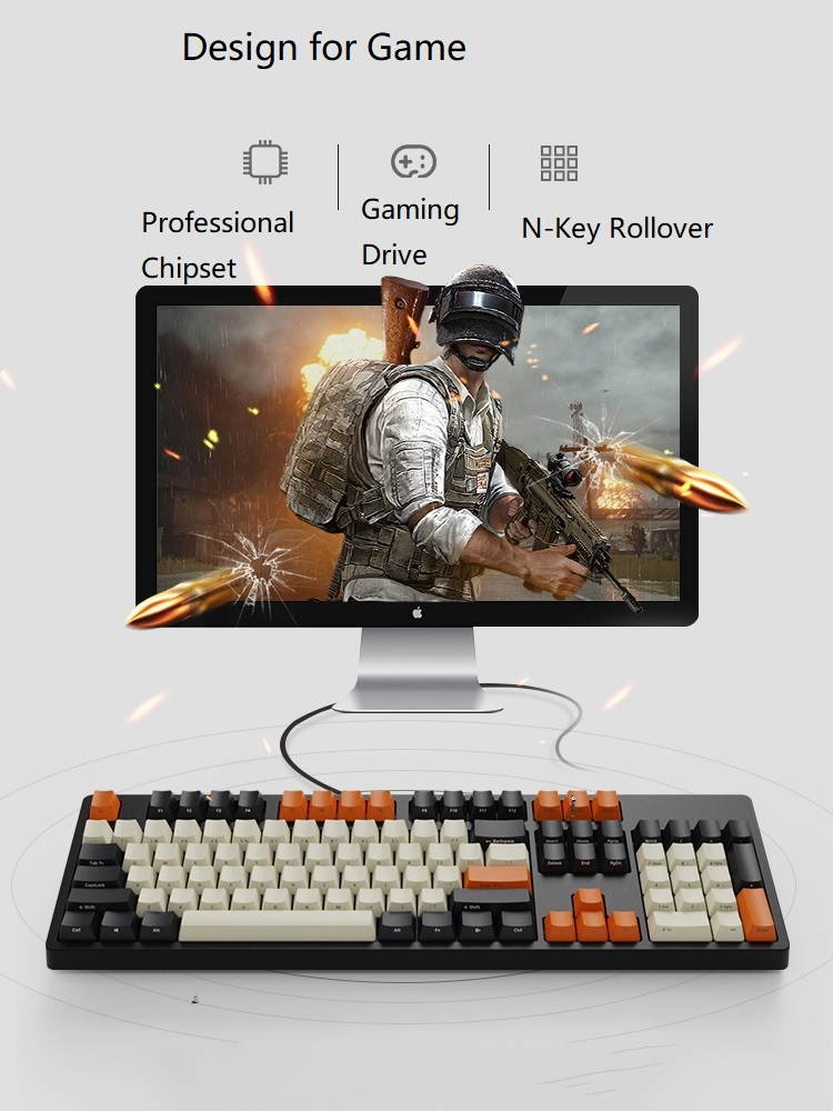 A-jazz AK535  N-key Rollover  Ergonomic Design,Cool Exterior USB Wired Cherry  MX Red Mechanical Gaming  Keyboard For Office And Game,  PBT Keycaps  - Blue Lotus ( No Light Version )