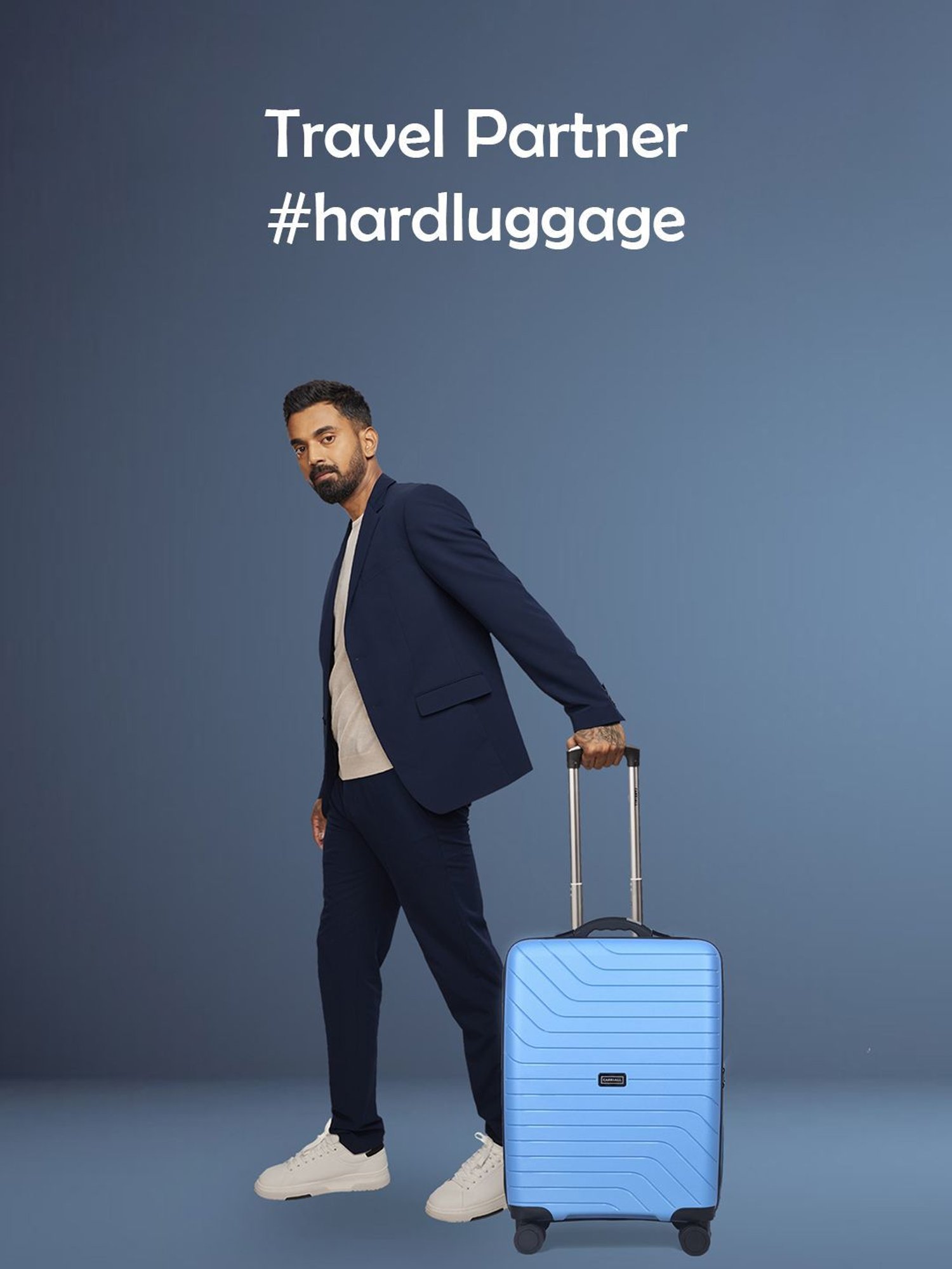 Carriall Groove Blue Striped Hard Cabin Trolley Bag - 55 cm