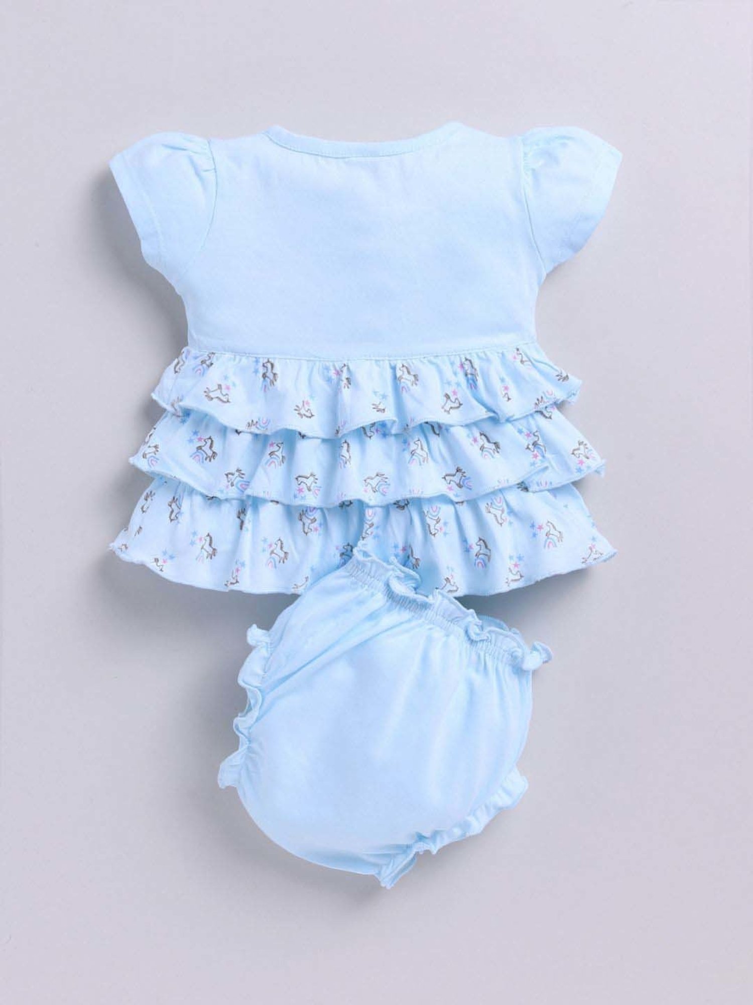 ANNIE Girls Blue Cotton Printed Top & Short sets