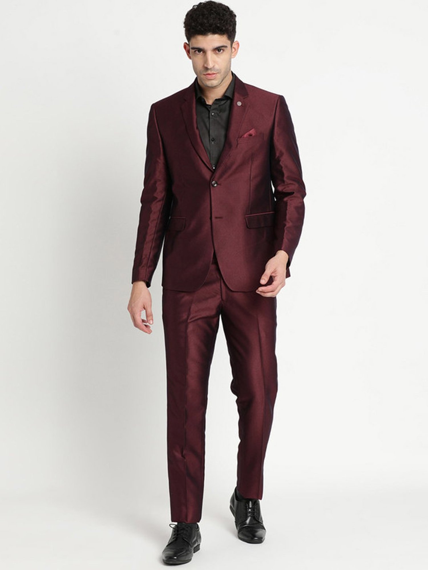 Turtle Maroon Slim Fit Two Piece Suit