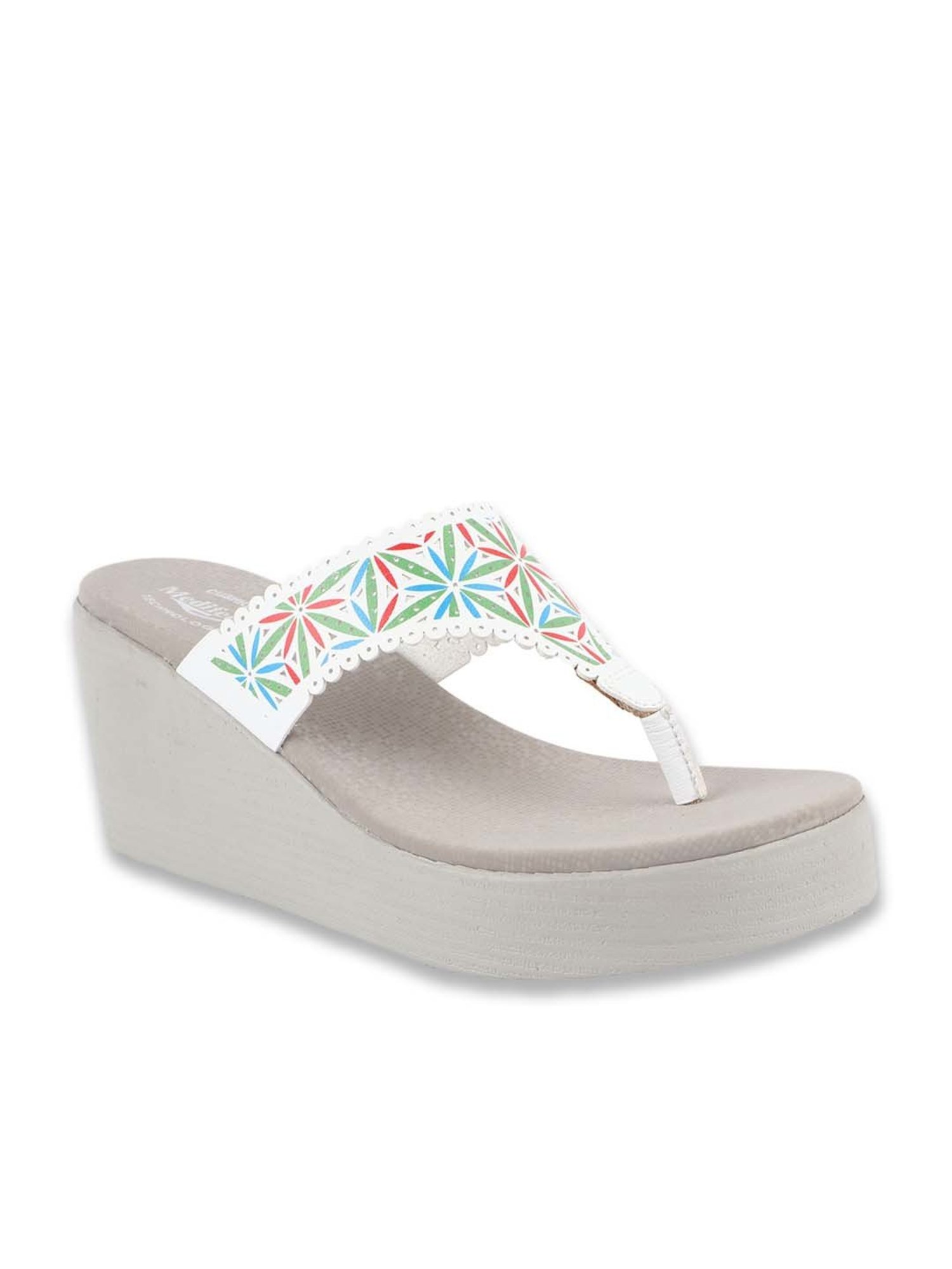 MediFeet Women's White Thong Wedges