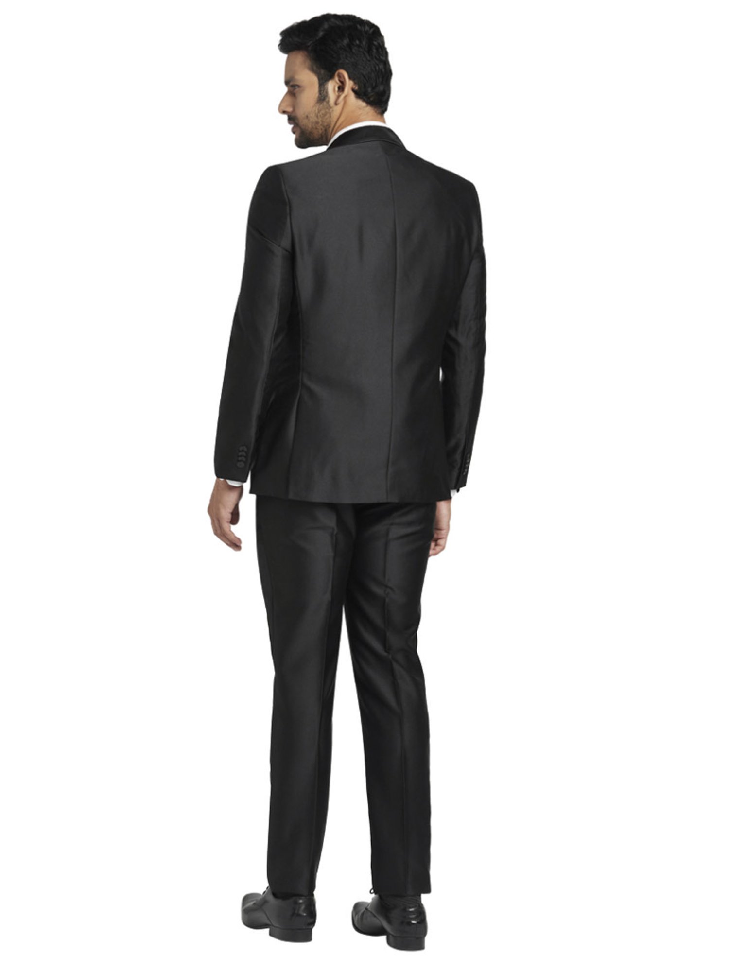 Parx Black Regular Fit Three Piece Suit