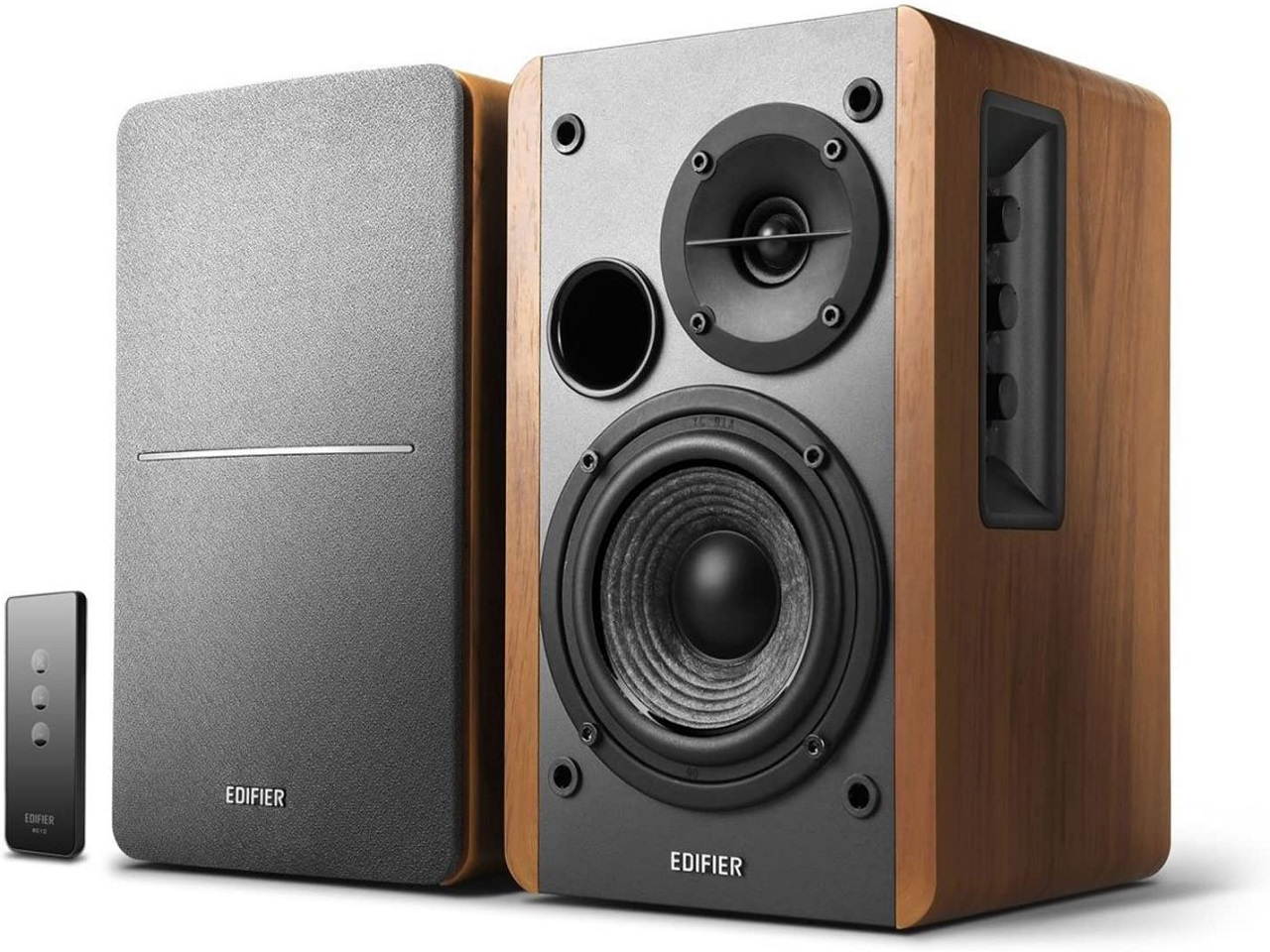 R1280T Powered Bookshelf Speakers - 2.0 Stereo Active Near Field Monitors - Studio Monitor Speaker - Wooden Enclosure - 42 Watts RMS