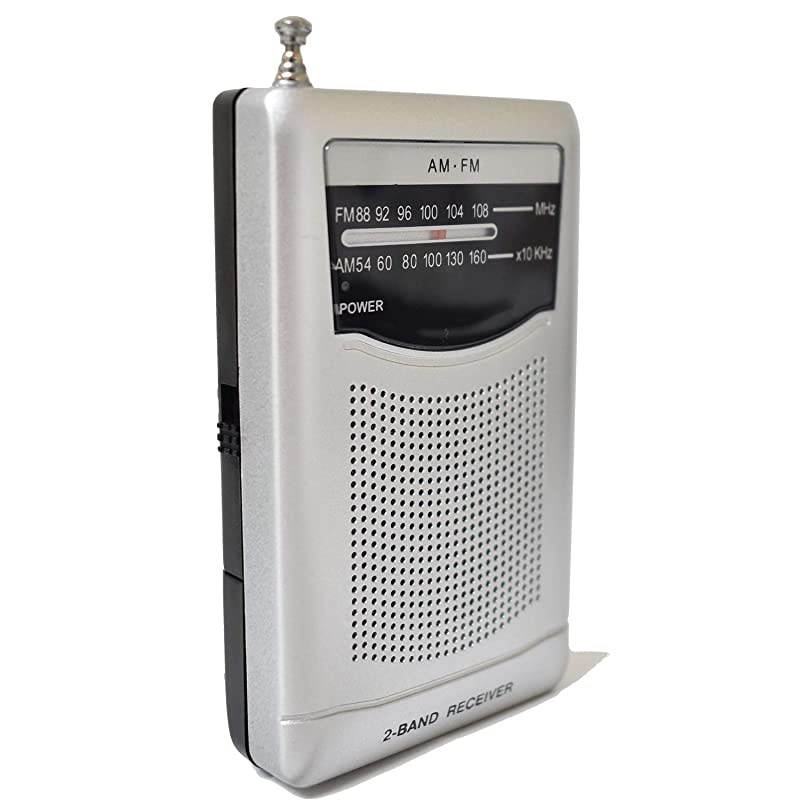 Portable Pocket Handheld AM FM Radio Battery Operated, Mini Radio, Long Range Reception, Easy Tuner with Telescopic Antenna, Headphones Socket and Belt Clip for Easy Carry