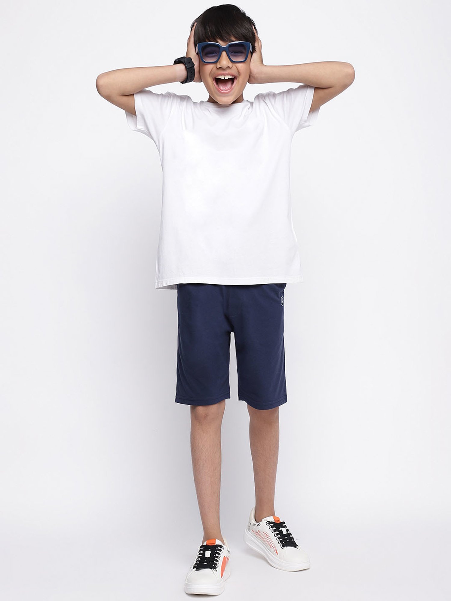 Lil Tomatoes Kids Navy & Grey Solid Bermudas (Pack Of 2)