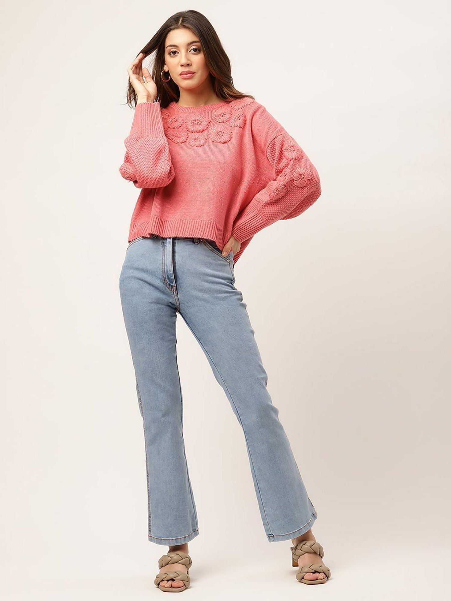 Elle Pink Embroidered Sweater