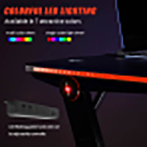 Gaming Desk Plus&mdash;&mdash;Home Office PC Computer Gamer Desks /RGB LED Lights/ Headphone Hook(Black)