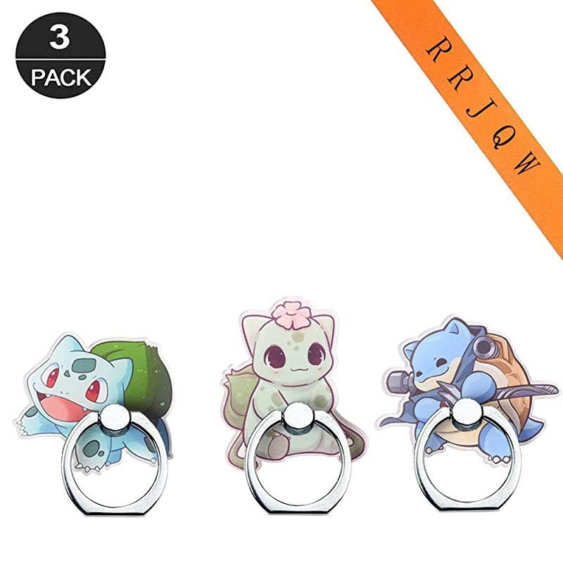 Ring Holder Stand,Ring Stand Holder 360 Rotation Kickstand Finger Ring Cute Grip Stand for Cellphones,Smartphones and Tablets(Blastoise,Bulbasaur)