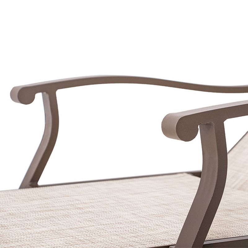 Outdoor Aluminum Adjustable Chaise Lounge Chair with Arms - Beige - Crestlive Products
