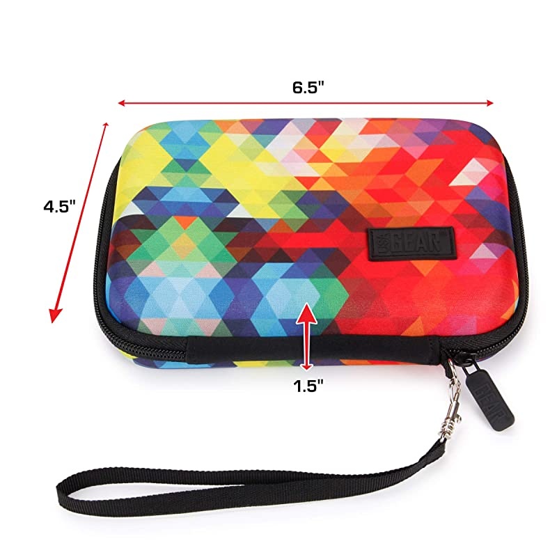 Travel Electronics Organizer - 6.5 Inch Zipper Case with Hard Shell Case Exterior and Accessory Pocket - Charger Organizer, Accessory Organizer, Cable Travel Organizer, and More - Geometric