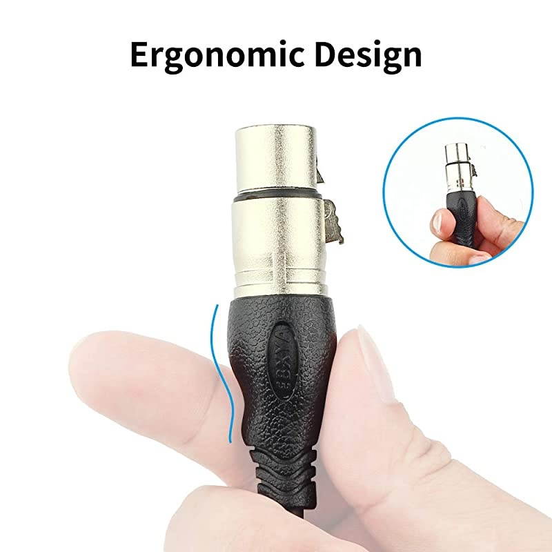 XLR Mic Cables 3ft 2 Packs- 3 Pins XLR Male to Female Microphone Balanced Cable, Black