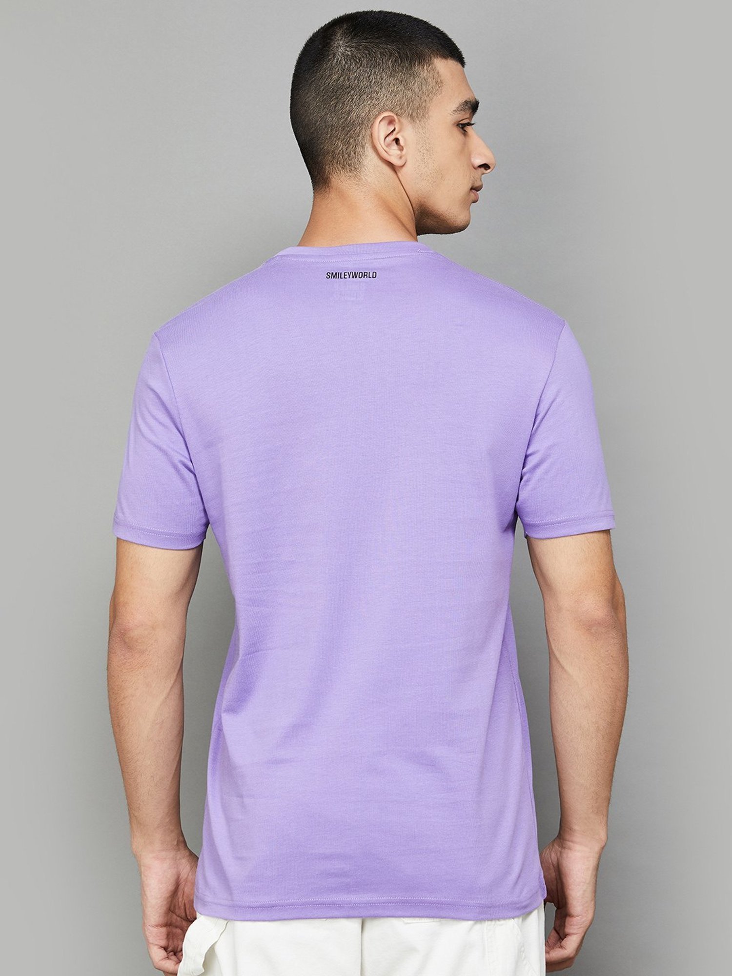 Smileyworld Purple Cotton Regular Fit Printed T-Shirt