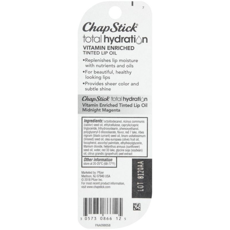 Chapstick Total Hydration Tinted Lip Oil - Midnight Magenta - 0.24oz
