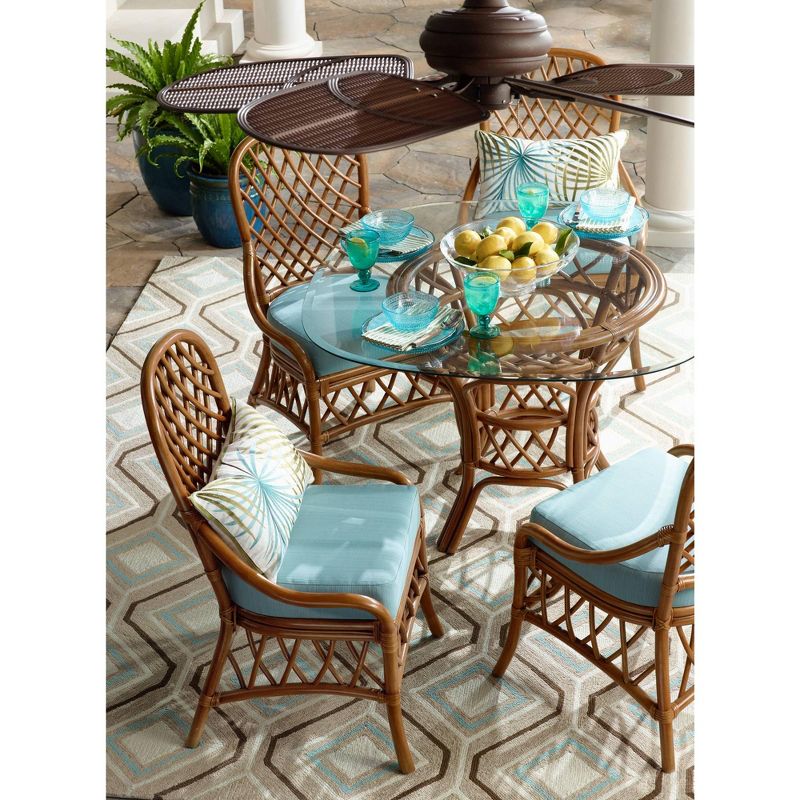 52" Casa Vieja Rustic Tropical Outdoor Ceiling Fan Rust Brown Rattan Blades Wet Rated for Patio Porch