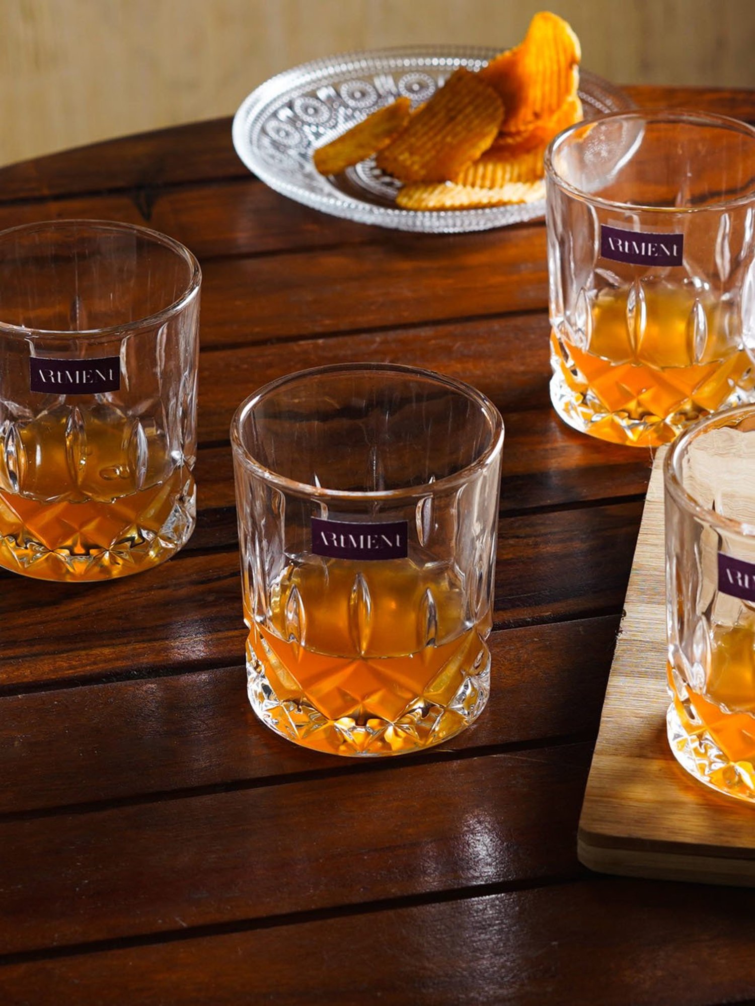 The Artment Transparent Glass Solid Whiskey Glasses - Pack of 4