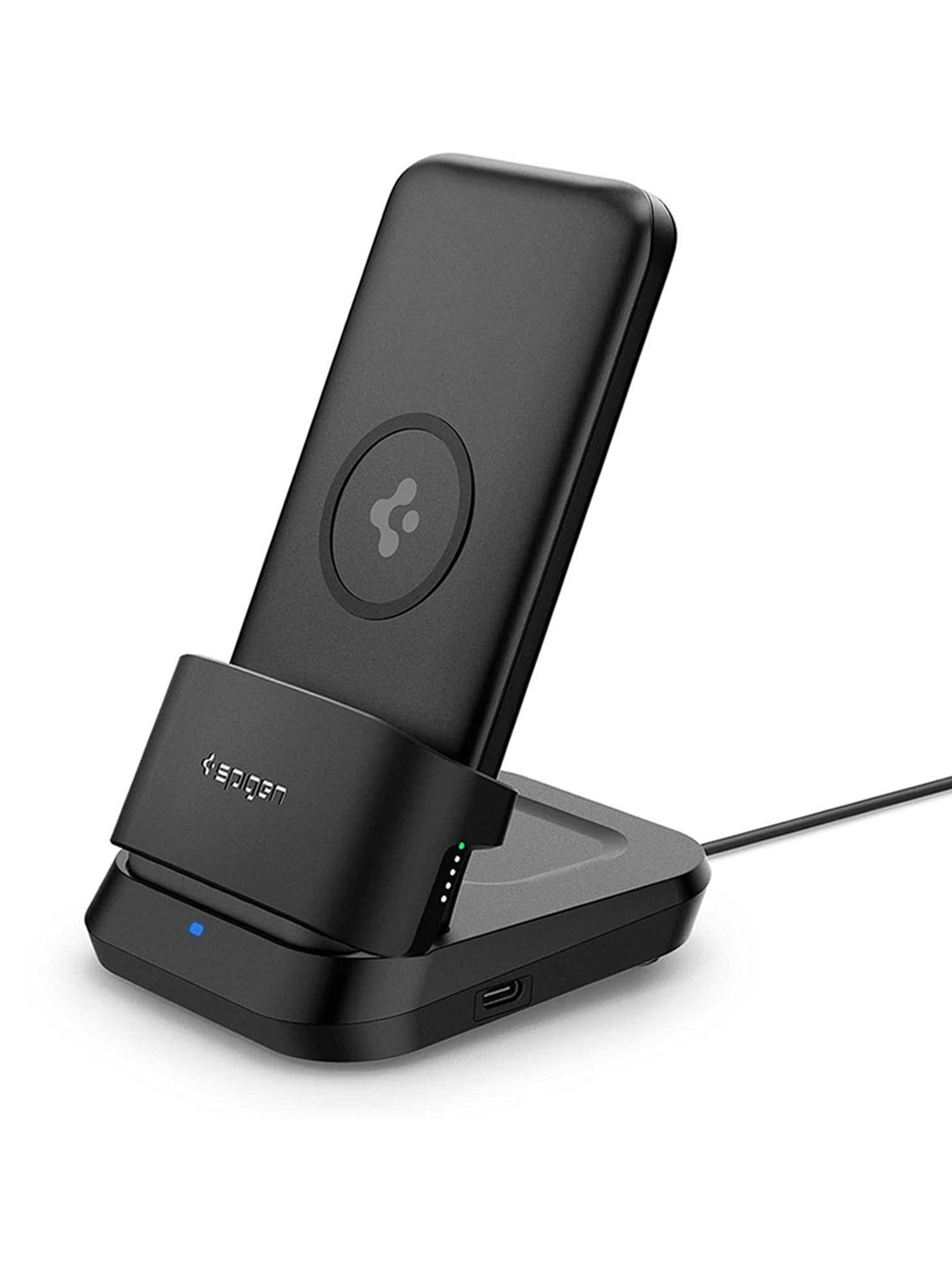 Spigen 5in1 10000 mAh Wireless Power Bank with USB-C Dual Charging Dock (Black)