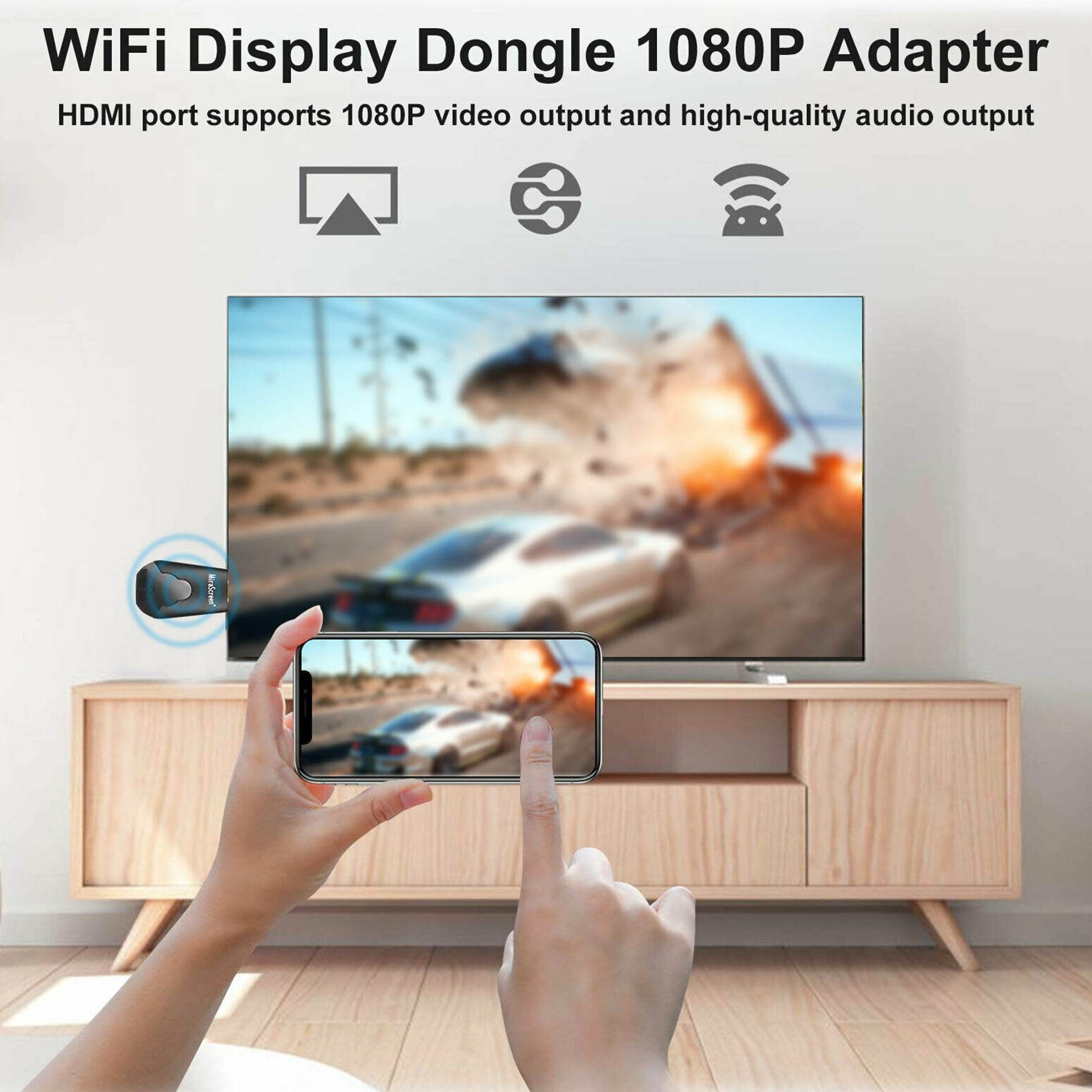 WIFI 1080P Wireless Display TV Dongle Adapter HDMI Receiver Airplay Miracast