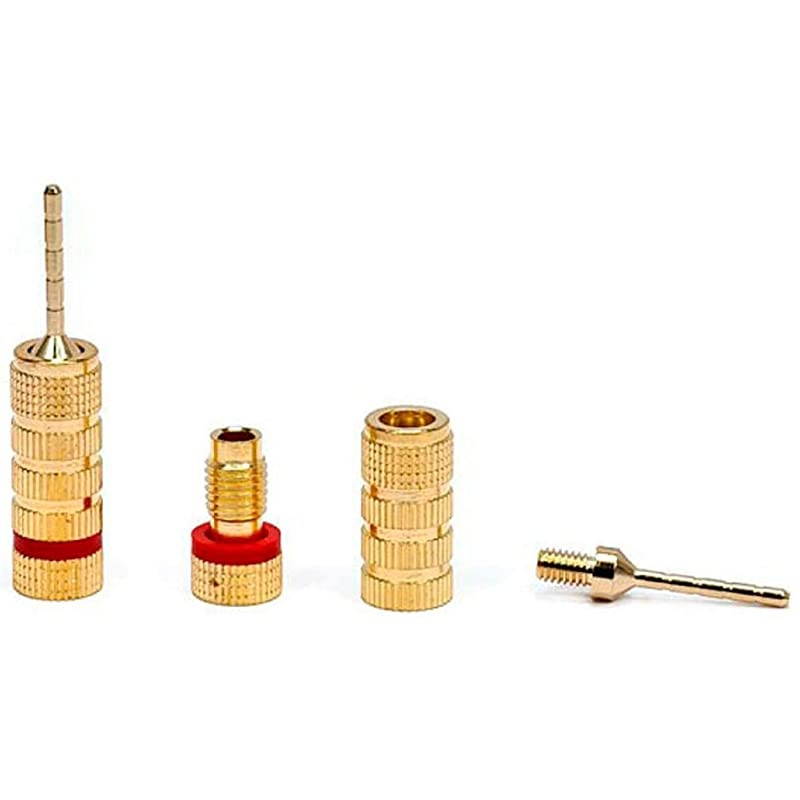 109438 Gold Plated Speaker Pin Plugs 5 Pairs Pin Screw Type for Speaker Wire Home Theater Wall Plates and More