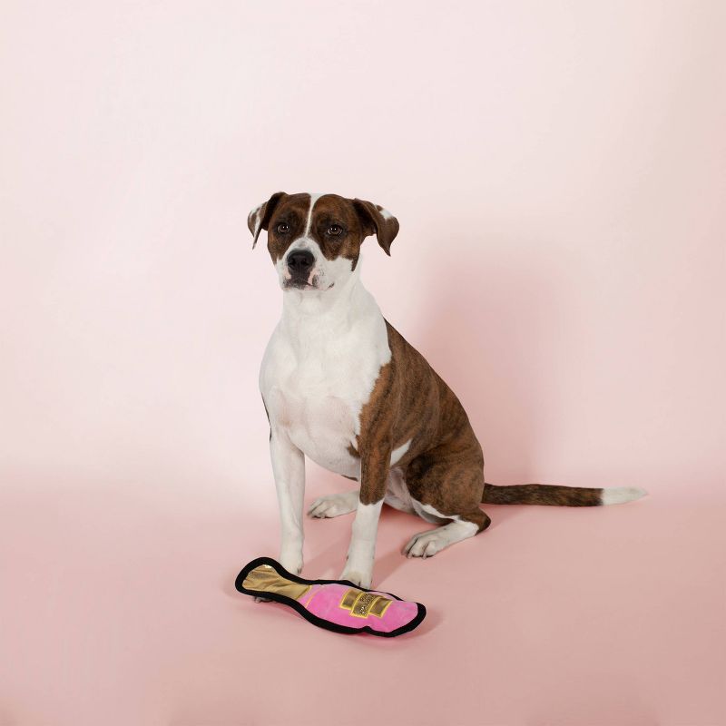 PetShop by Fringe Studio Pink Champagne Durable Plush Dog Toy