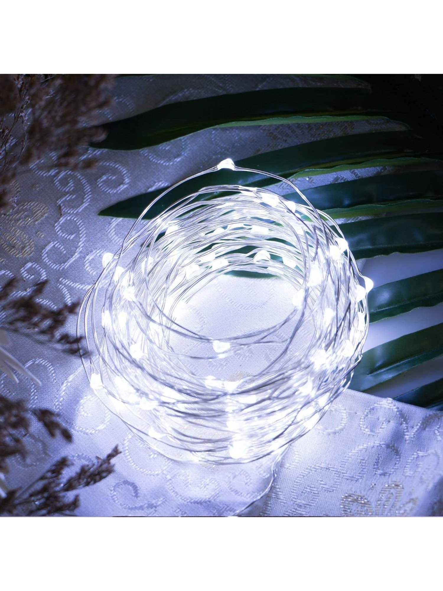 XERGY 33ft Long 100 LED (Silver) Wire Fairy String Lights 8 Modes LED String Lights (White)